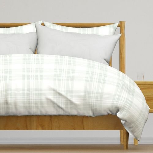 Pale Sage Green Botanical Large Traditional Tartan Plaid Pattern Home Styling Collection Design Collection botanical duvet cover design