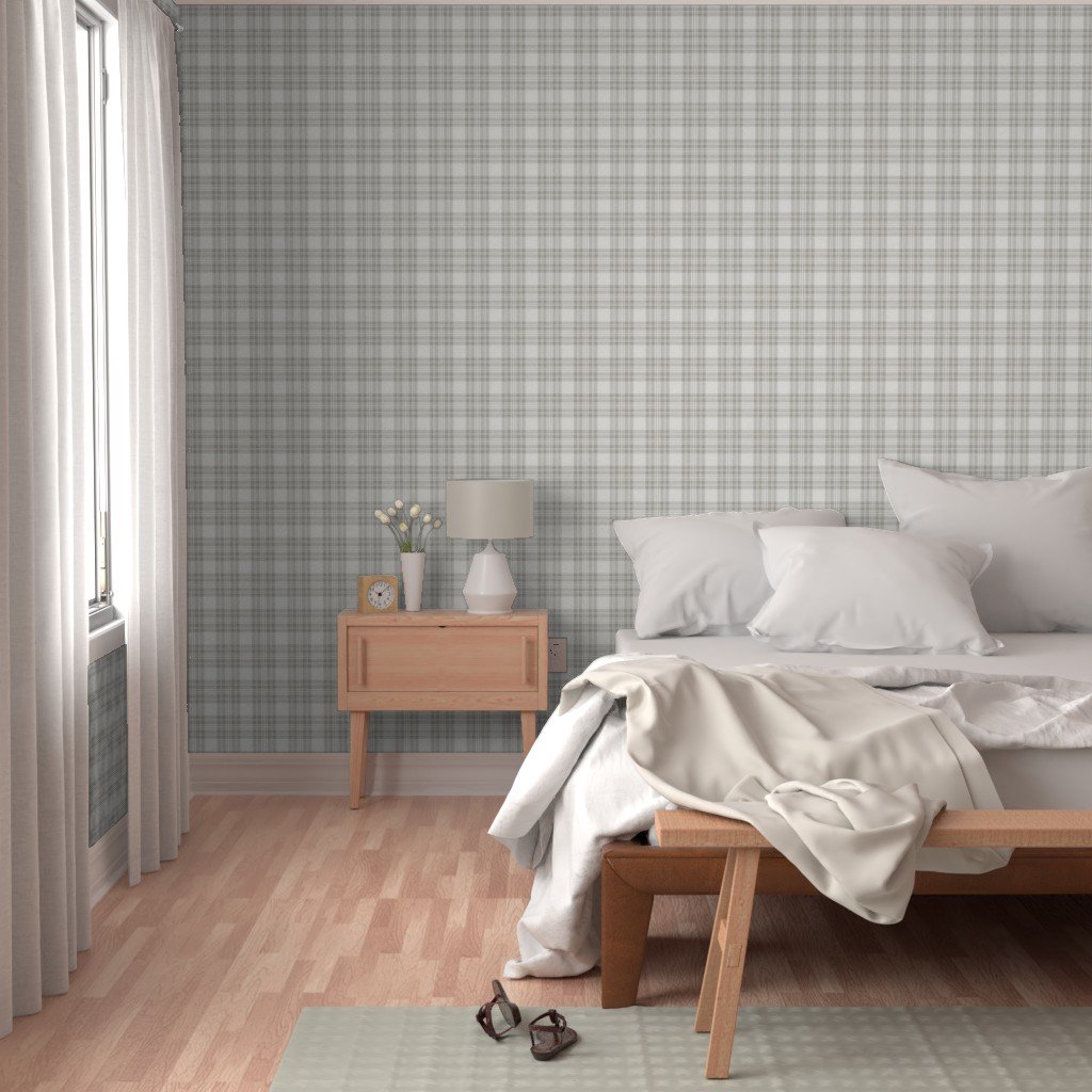 Cool Greige Small Traditional Tartan Plaid Pattern Home Styling Collection Decor Collection cottage wallpaper