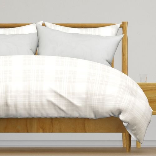 Soft Bone White Large Traditional Tartan Plaid Pattern Interior Collection Home Decor Collection bone duvet cover design