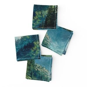 Olympic National Park Summer Watercolor Mountain Landscape Interior Collection Interior Collection mountains napkins design