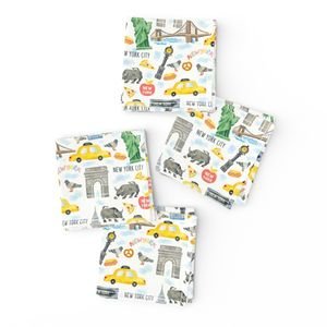 New York City Watercolor Motifs with Empire State and Statue of Liberty Home Decor Collection Interior Collection seamless pattern napkins design