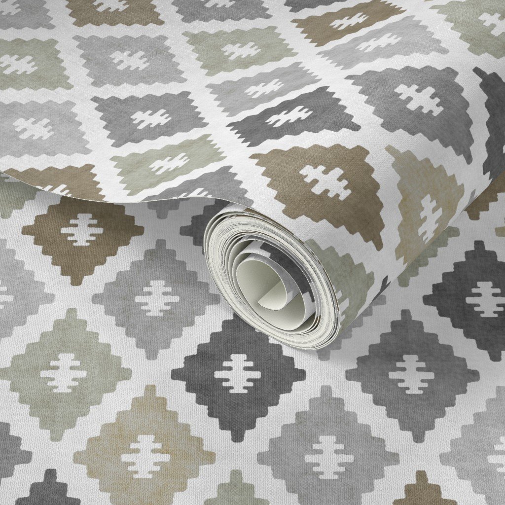 Small Weathered Olive Sage Diamond Pattern in Charcoal and Sand Home Styling Collection Home Decor Collection sage green wallpaper
