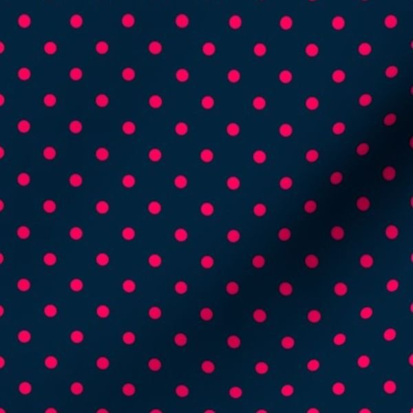 Mini Hot Pink Polkadots on Navy Blue Decor Collection Decor Collection mini pink polka dot fabric design