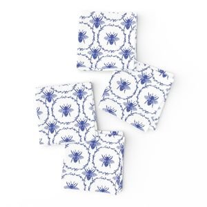 Royal Blue Honey Bees in Wreaths Home Decor Collection Home Decor Collection blue honeybees napkins design