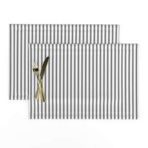 Mattress Ticking Narrow Striped Pattern in Dark Black and White Home Decor Collection Decor Collection black ticking placemat design