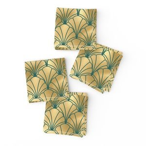 Teal and Faux Gold Foil Vintage Art Deco Scallop Shell Pattern Home Decor Collection Design Collection gold foil napkins design