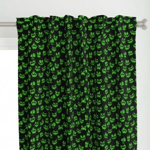 Mini Grinning Halloween Jack o Lantern Faces in Neon Green on Black Design Collection Interior Collection green faces curtain design