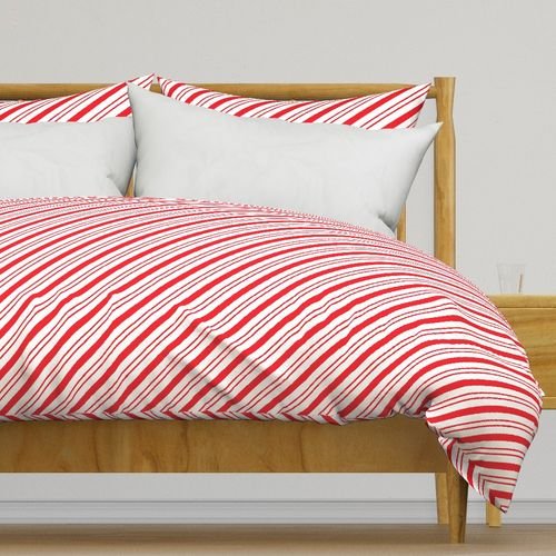Red Diagonal Christmas Candy Stripes Decor Collection Interior Collection christmas red duvet cover design