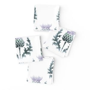 Large Watercolor Scottish Thistle Flower of Scotland Design Collection Decor Collection scottish heather napkins design