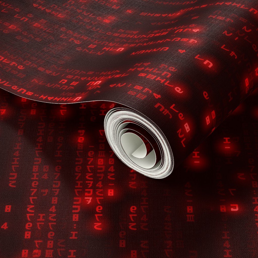 Neon Red Digital Rain Computer Code Interior Collection Decor Collection computer code wallpaper