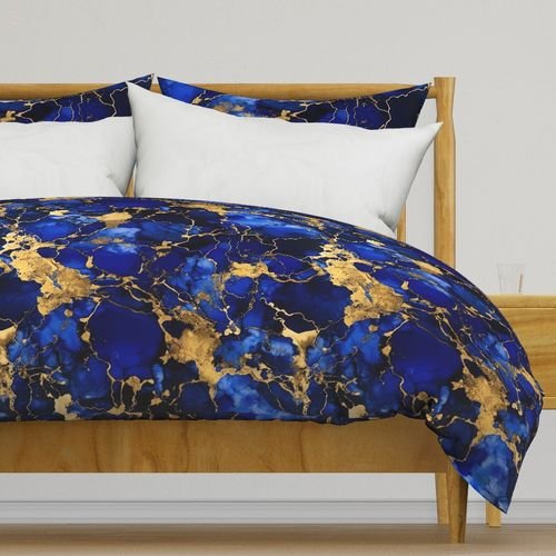 Cobalt Blue and Gold Alcohol Ink 3 Decor Collection Home Decor Collection gold metallic ink duvet cover design