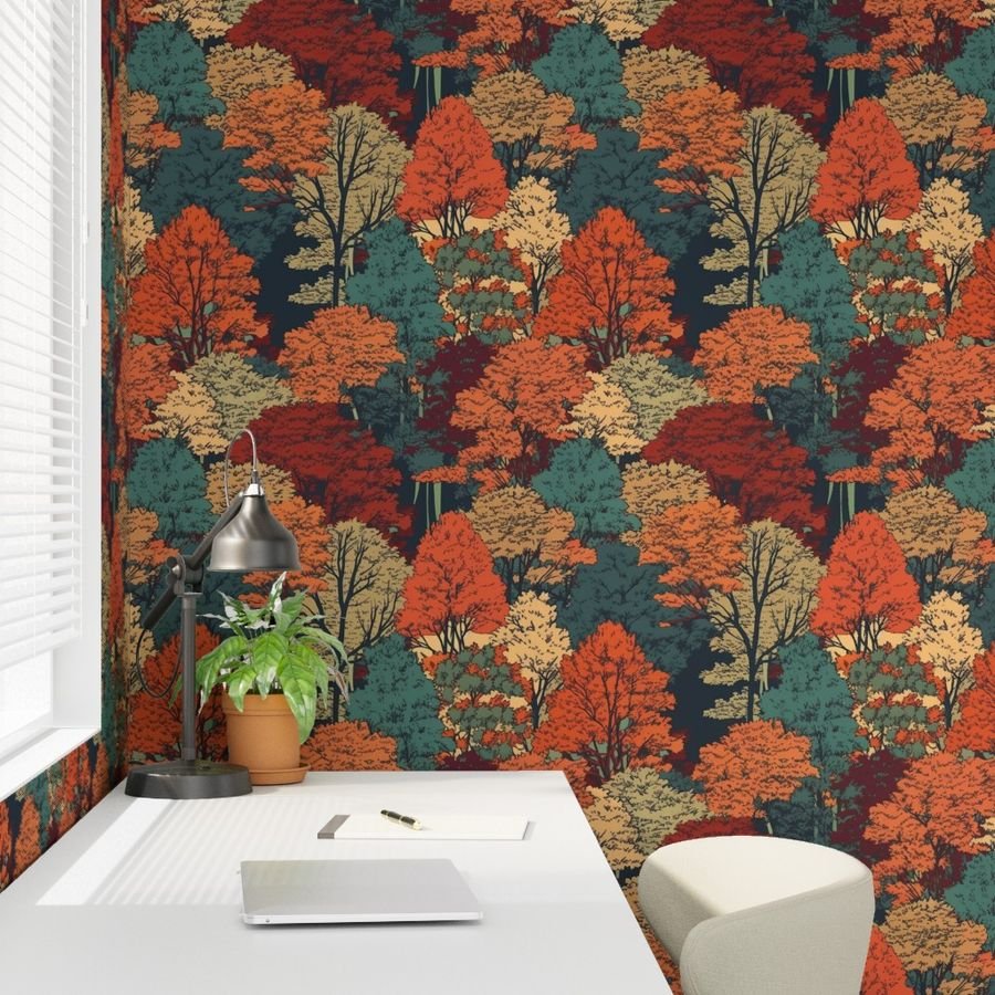 New England Endless Forest Fall Trees Home Styling Collection Home Styling Collection new england forest wallpaper