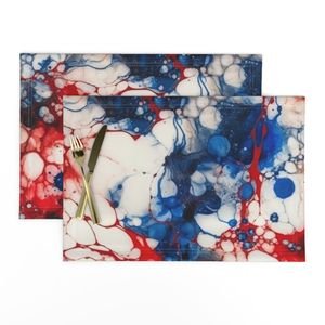 Red White and Blue Alcohol Ink USA Patriotic Flag Colors Alcohol Ink Home Decor Collection Home Styling Collection independence day placemat design