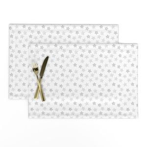Small Faded Silver Christmas Stars on White Design Collection Design Collection silver star placemat design