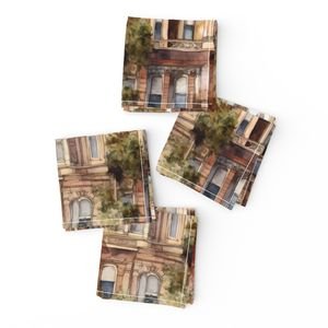 Brownstone Buildings in Varied Tones of Brown Watercolor Design Collection Interior Collection arches napkins design