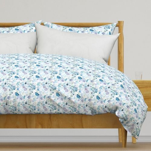 Small Blue and Lilac Shards of Tumbled and Scattered Watercolor Seaglass Decor Collection Home Styling Collection blue lilac duvet cover design