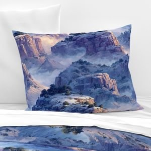 Winter Silence Over the Grand Canyon Watercolor Landscape Home Styling Collection Decor Collection cool tone pillow sham design