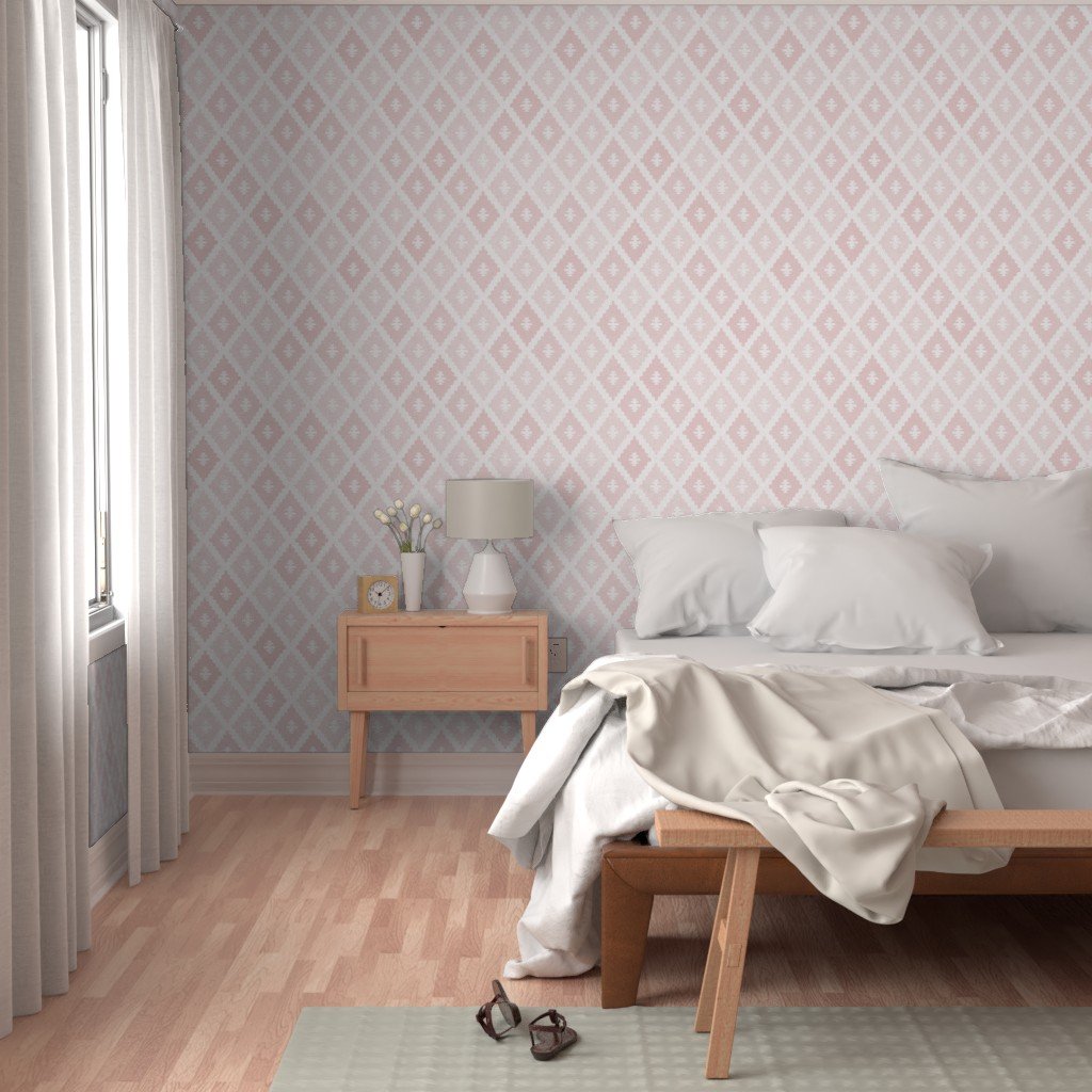 Large Sun Faded Mediterranean Diamond Pattern in Blush Shell Pink Design Collection Home Styling Collection blush pink wallpaper
