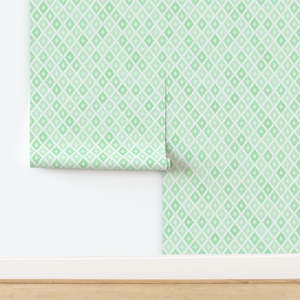 Small Sun Faded Mediterranean Diamond Pattern in Seafoam Mint Green Design Collection Interior Collection faded botanical wallpaper
