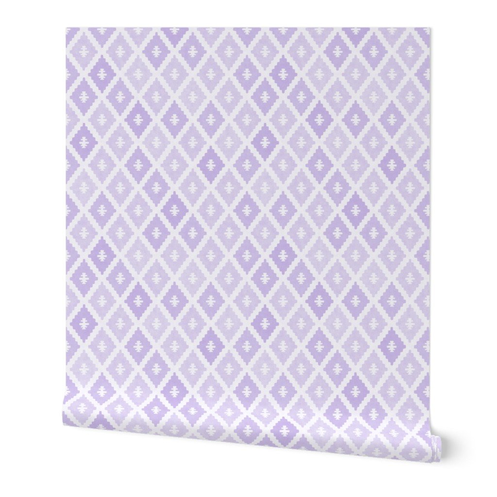 Small Sun Faded Mediterranean Diamond Pattern in Soft Orchid Lavender Decor Collection Interior Collection faded violet wallpaper