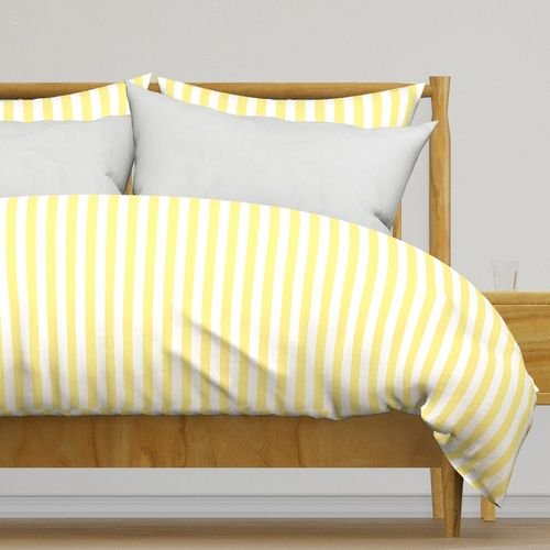 Buttermilk Yellow and White Wide Stripes Decor Collection Home Styling Collection butter yellow and white duvet cover design