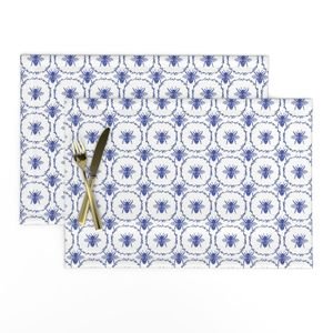 Royal Blue Honey Bees in Wreaths Home Decor Collection Home Decor Collection blue wreaths placemat design