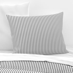 Mattress Ticking Narrow Striped Pattern in Dark Black and White Home Decor Collection Decor Collection black white ticking pillow sham design