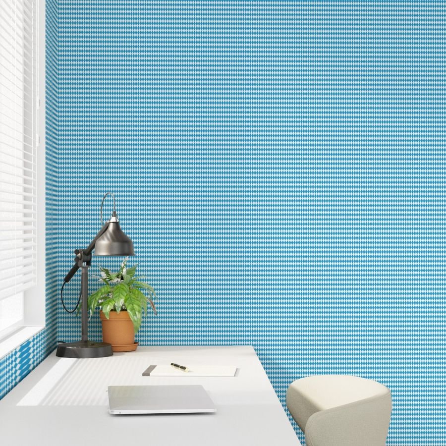 Oktoberfest Bavarian Blue and White Small Diagonal Diamond Pattern Decor Collection Design Collection blue pattern wallpaper