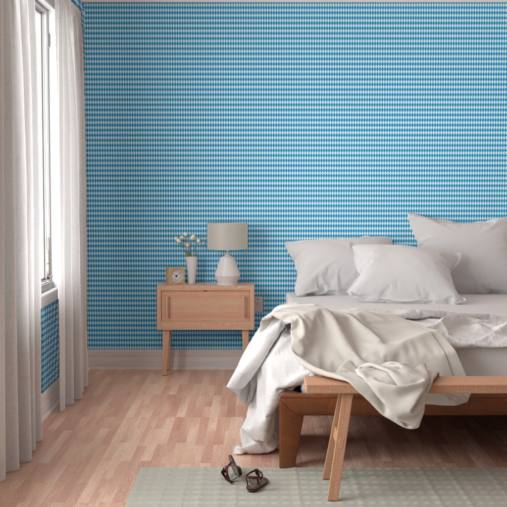 Oktoberfest Bavarian Blue and White Medium Diagonal Diamond Pattern Home Decor Collection Decor Collection blue check wallpaper