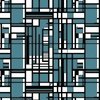 Dusty Teal Modernist City Blocks Geometric Pattern