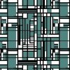 Dusty Teal Modernist City Blocks Geometric Pattern