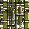 Olive Green Modernist City Blocks Geometric Pattern