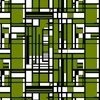 Moss Green Modernist City Blocks Geometric Pattern