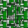Bright kelly green blocks energize this bold geometric grid design with cri