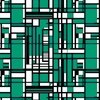 Teal Green Modernist City Blocks Geometric Pattern