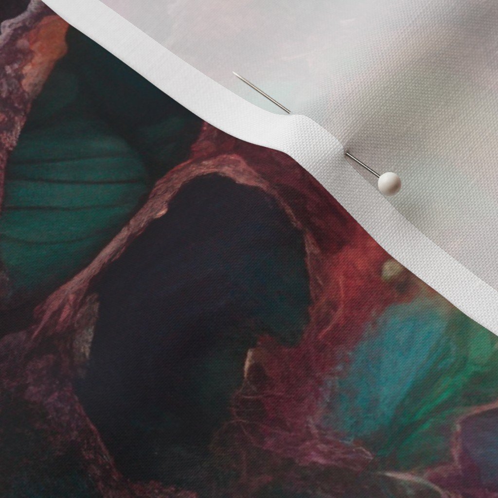 Inky Opal Swirl with Emerald Teal and Warm Ruby Accents Fabric art fabric fabric