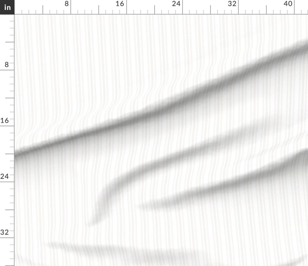 Light Dove Grey Thin Ticking Stripes on White Fabric design