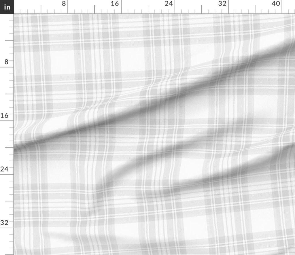 Cloud Grey Pale Airy Large Traditional Tartan Plaid Pattern Fabric design
