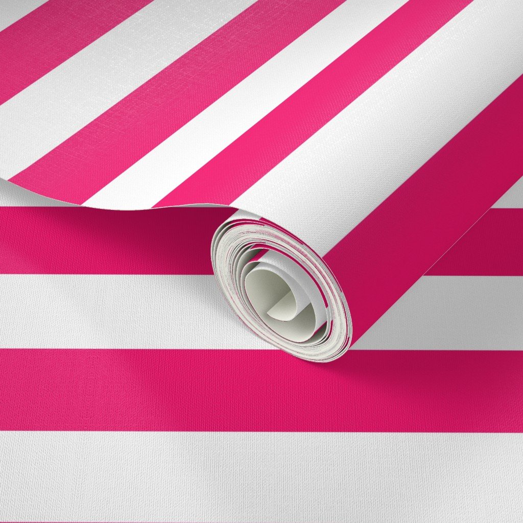 Florida Flamingo Pink Horizontal Tent Stripes Florida Colors of the Interior Collection Home Decor Collection tent stripes wallpaper