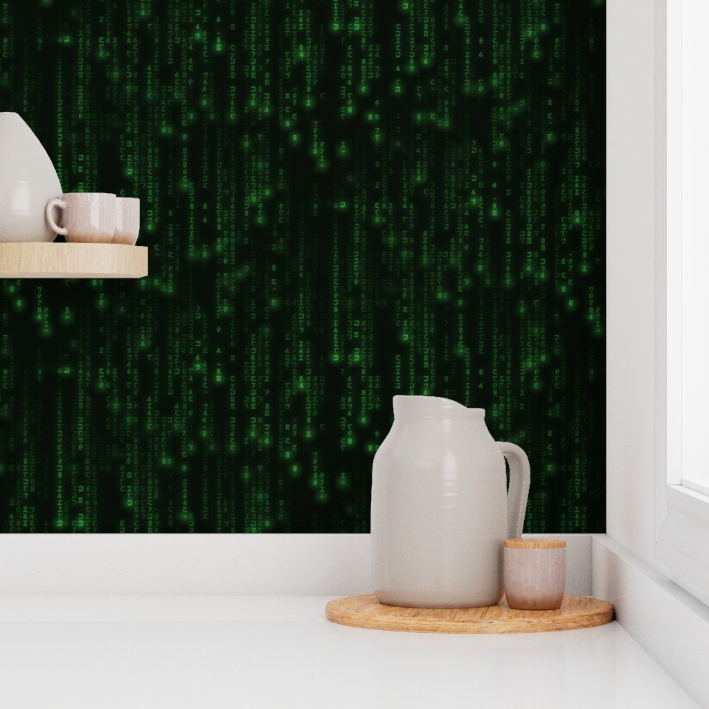 Neon Green Digital Rain Computer Code Decor Collection Decor Collection neon code wallpaper