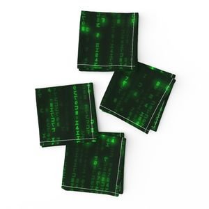 Bright Neon Green Digital Rain Computer Code Home Styling Collection Decor Collection code napkins design