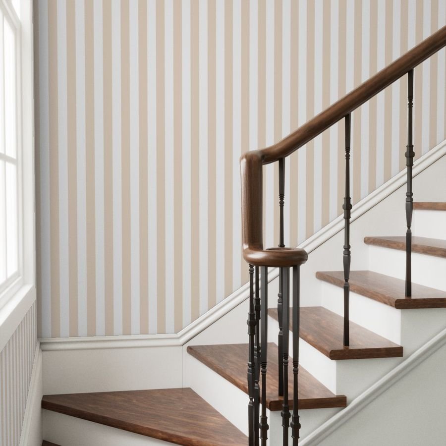Classic 2 Inch Natural and White Modern Cabana Upholstery Stripes Interior Collection Interior Collection natural and white st wallpaper