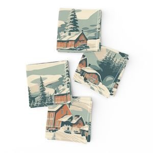 Vintage Ski Slope Blue Interior Collection Decor Collection ski slope napkins design