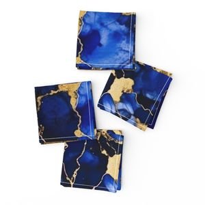 Cobalt Blue and Gold Alcohol Ink 3 Decor Collection Home Decor Collection inky pattern napkins design