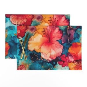 Hawaiian Alcohol Ink Home Styling Collection Home Styling Collection hibiscus pattern placemat design