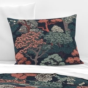 Japanese Tranquility Garden Endless Forest Interior Collection Decor Collection tree garden pillow sham design