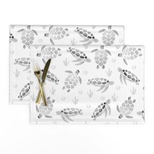 Grey Ombre Watercolor Sea Turtle Print Interior Collection Home Decor Collection sea life placemat design