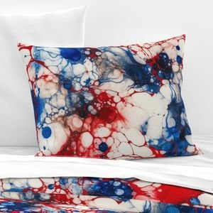 Red White and Blue Alcohol Ink USA Patriotic Flag Colors Alcohol Ink Home Decor Collection Home Styling Collection red and blue pillow sham design