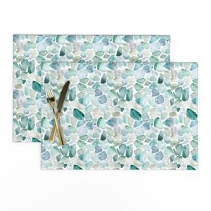 Small Blue and Aqua Shards of Tumbled and Scattered Watercolor Seaglass Home Styling Collection Design Collection nature placemat design