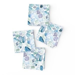 Small Blue and Lilac Shards of Tumbled and Scattered Watercolor Seaglass Decor Collection Home Styling Collection calming colors napkins design